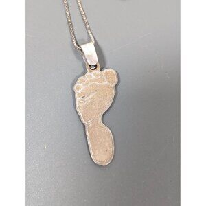 Vintage AFJC Sterling Silver 925 Foot Print Charm necklace 18"